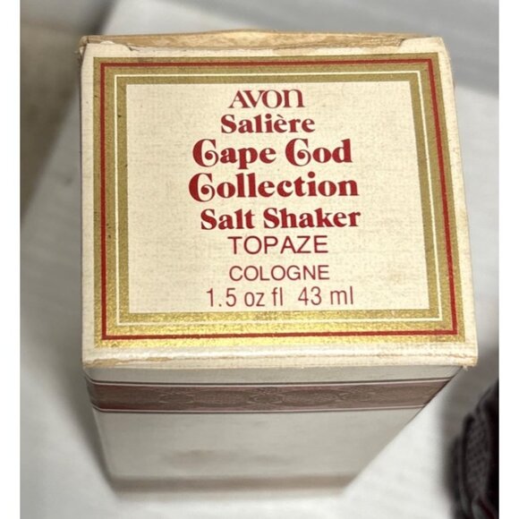 Avon Cape Cod Collection Topaze Salt Shaker Cologne Red Glass Vintage NOS Full - Picture 2 of 7